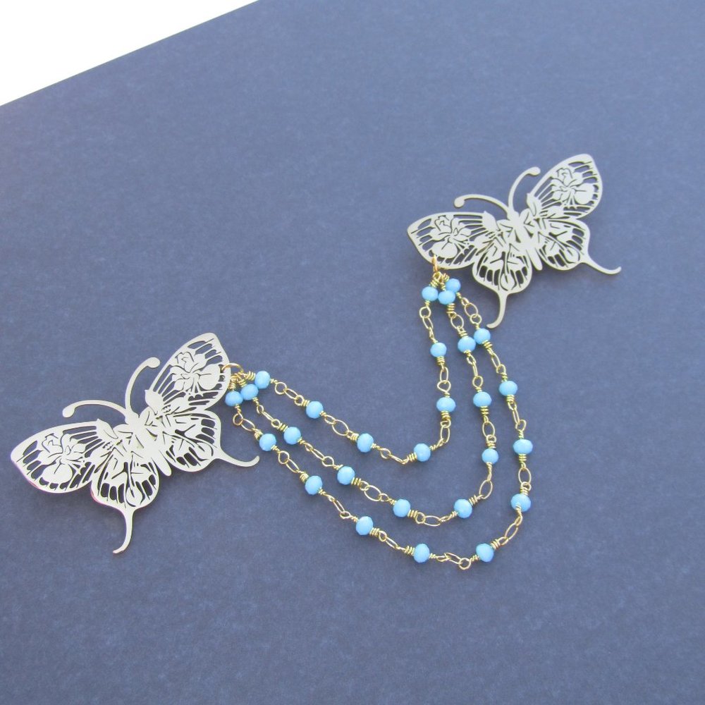 Lovely Butterfly Sweater Clips Vintage Inspired 1950s Pinup Accessory